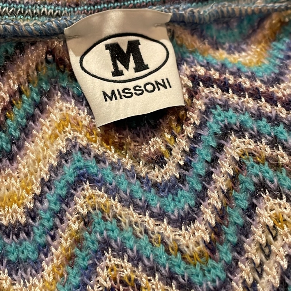 M by Missoni Blue and White V-Neck Sweater NWTS - Picture 3 of 5